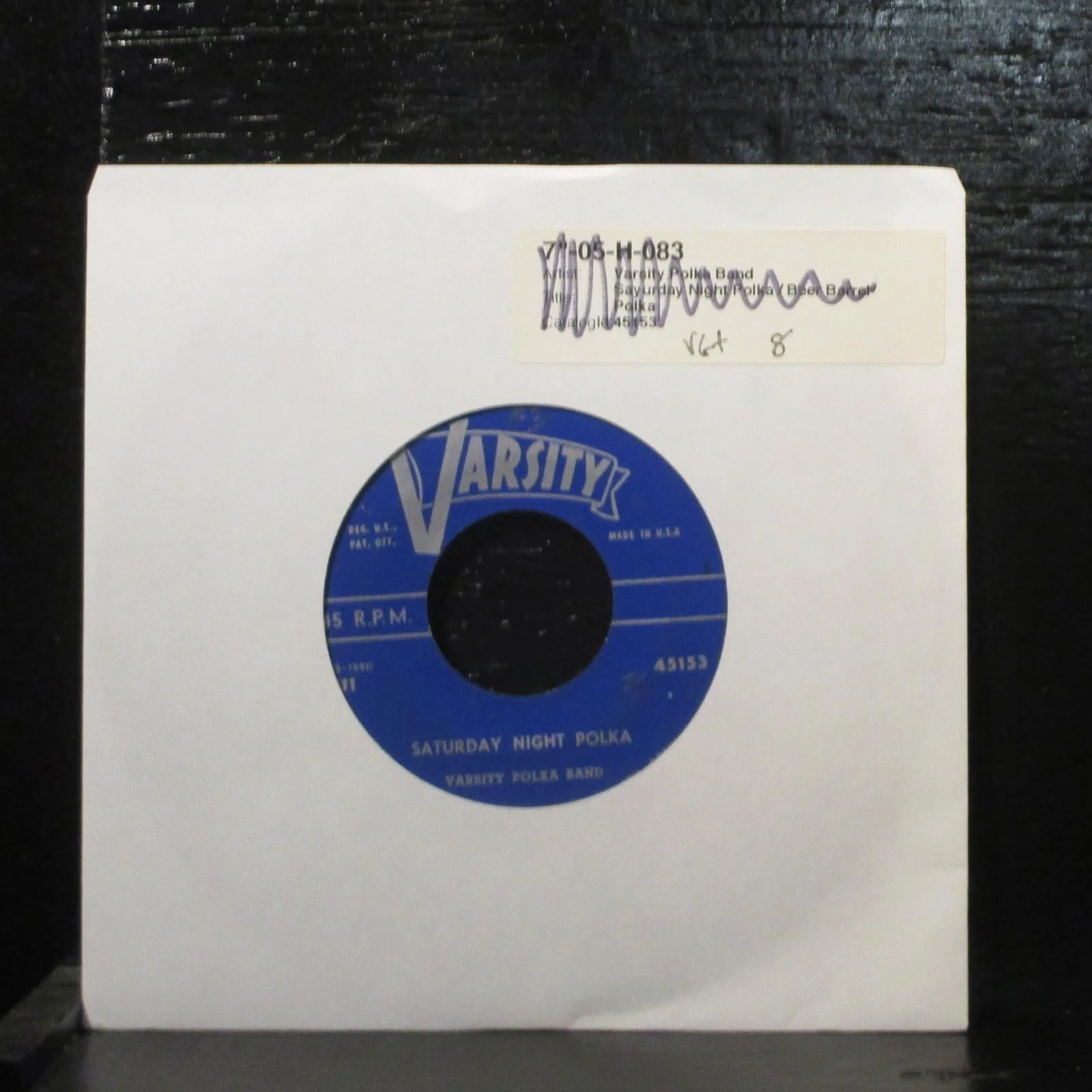 Varsity Polka Band  Beer Barrel Polka VG+ 7" Vinyl 45 Varsity 4540 Polka