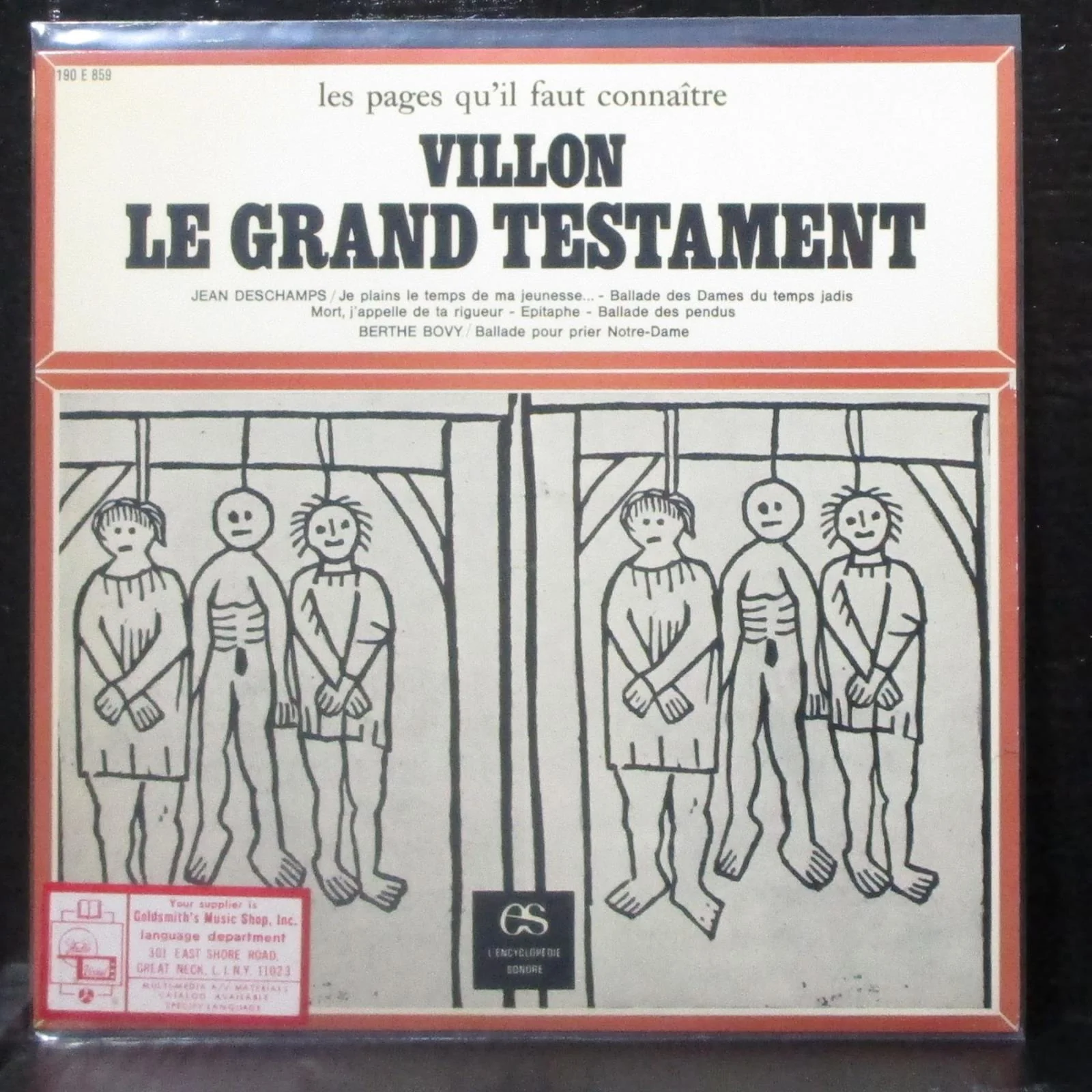 Villon - Le Grand Testament 7" Mint- Vinyl 45 L'Encyclopdie Sonore France