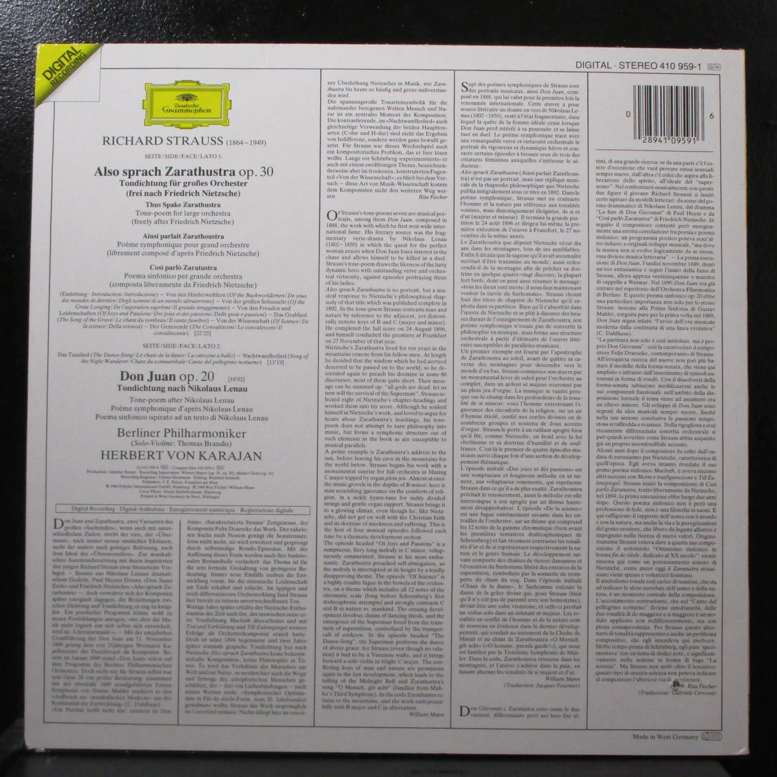 von Karajan - Strauss: Also Sprach Zarathustra Mint- LP 410 959-1 Germany 1984 - Image 2