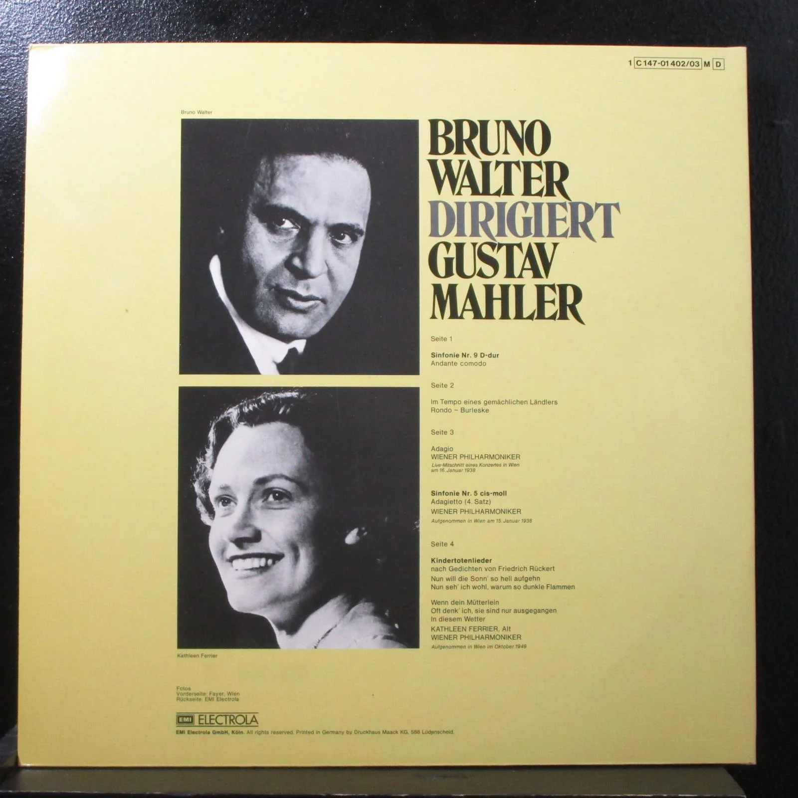 Walter - Mahler: Sinfonie Nr.9 D-Dur Mint- 2 LP EMI C 147-01 402/03 Germany - Image 2