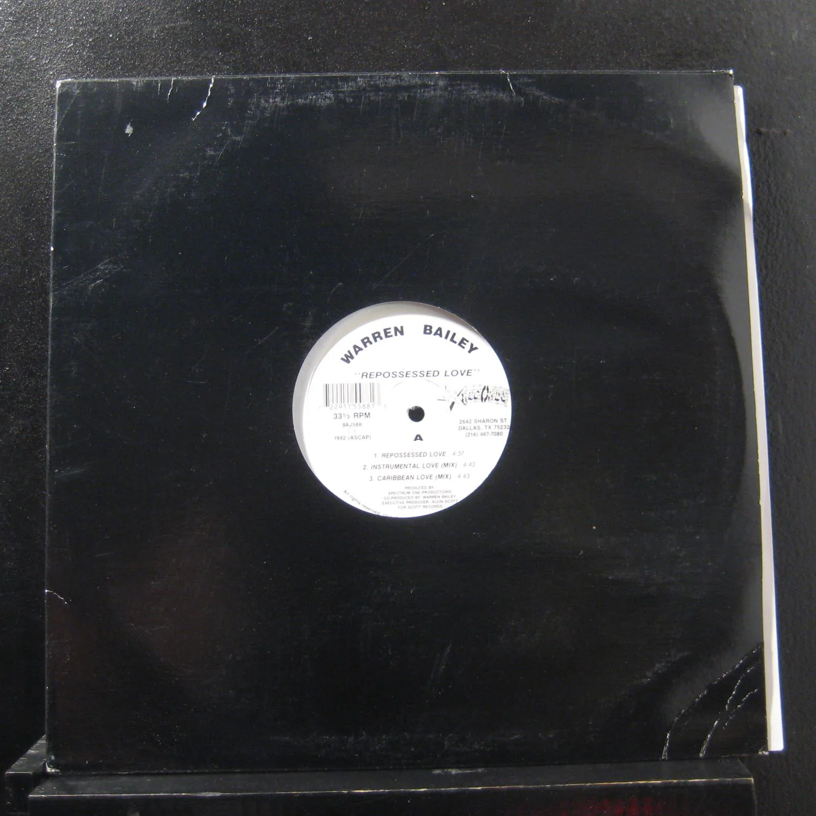 Warren Bailey - Repossessed Love 12" Mint- 8AJ588 Scott 1992 USA Vinyl Record