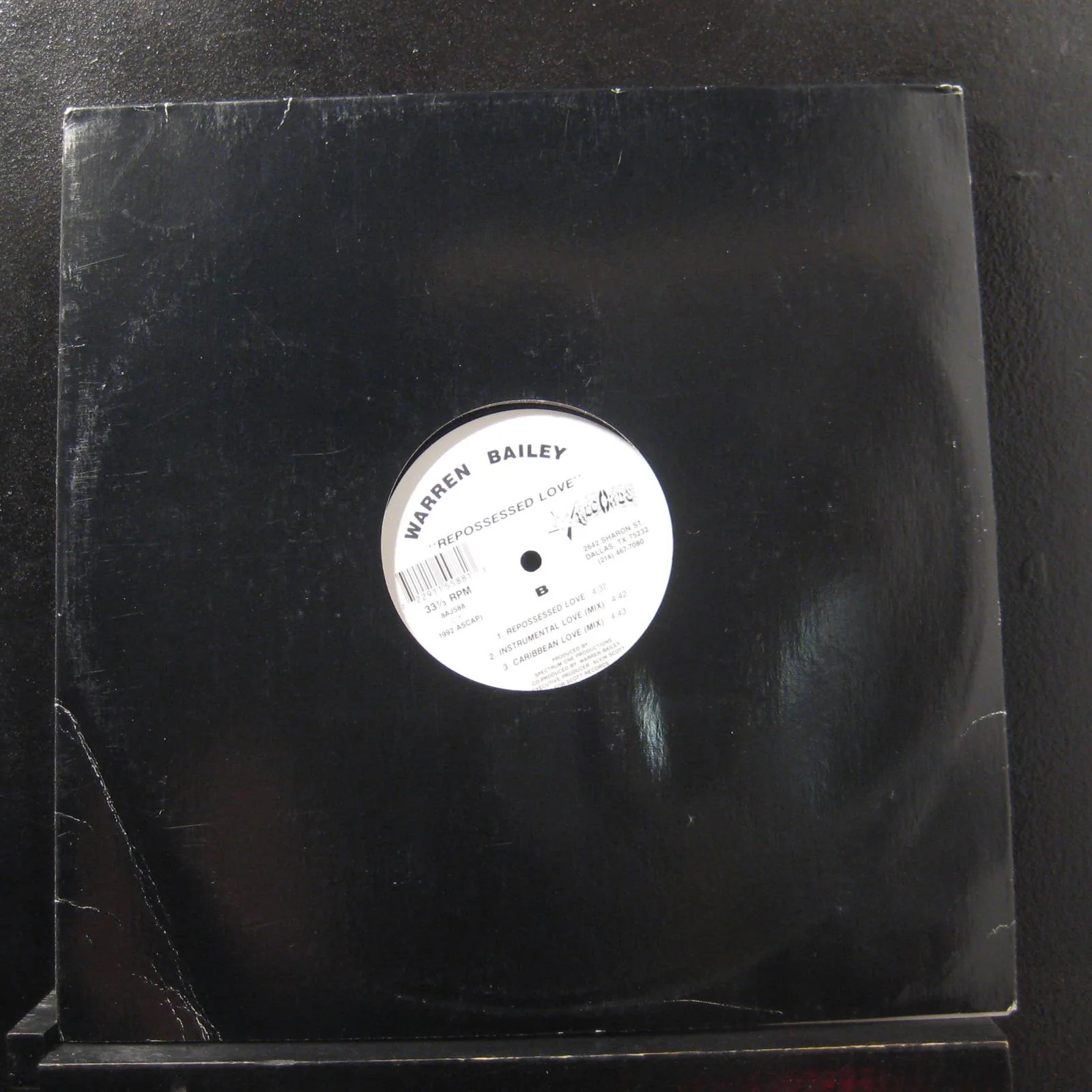 Warren Bailey - Repossessed Love 12" Mint- 8AJ588 Scott 1992 USA Vinyl Record - Image 2