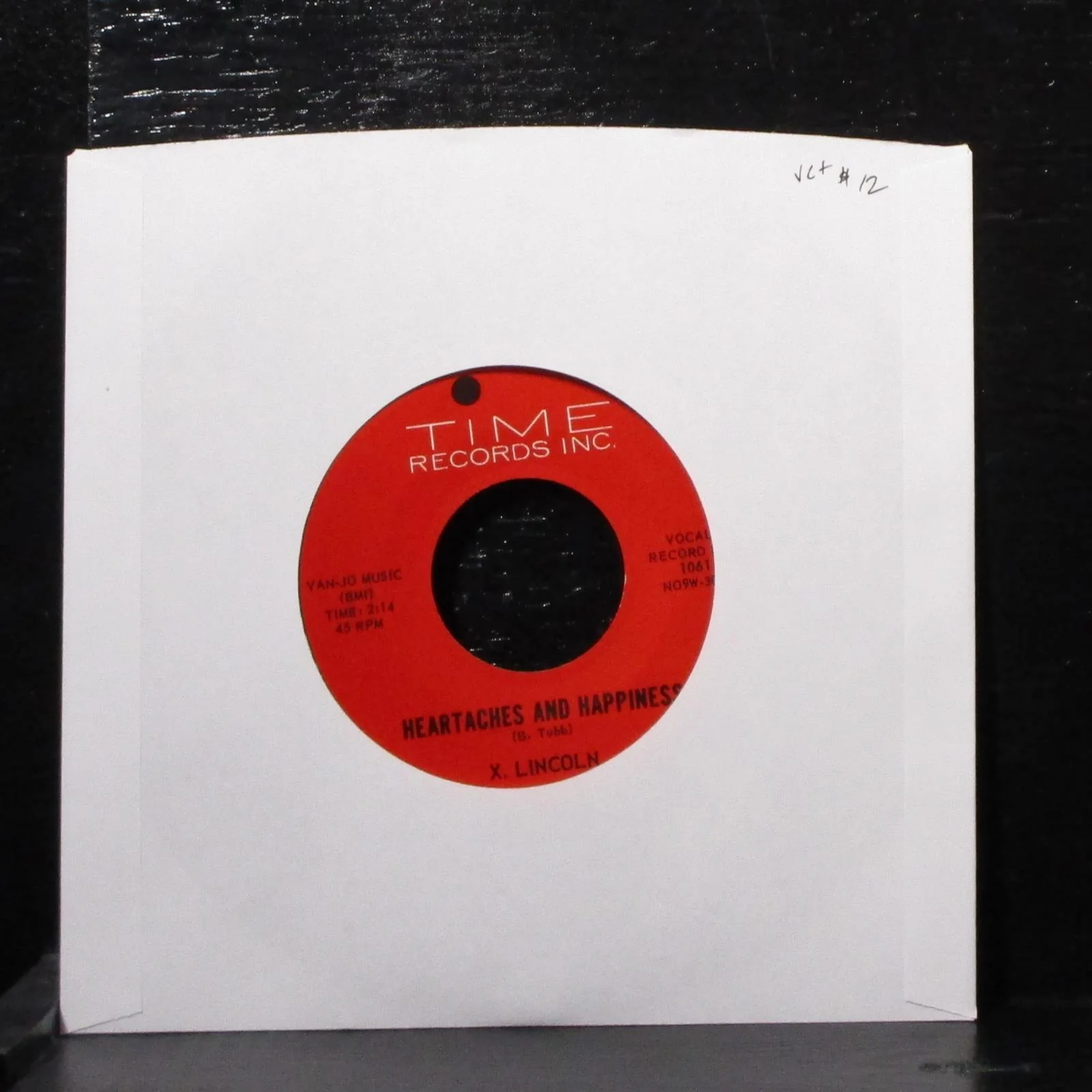 X. Lincoln - Heartaches And Happiness 7" VG+ Vinyl Time 45-15693 USA 1962