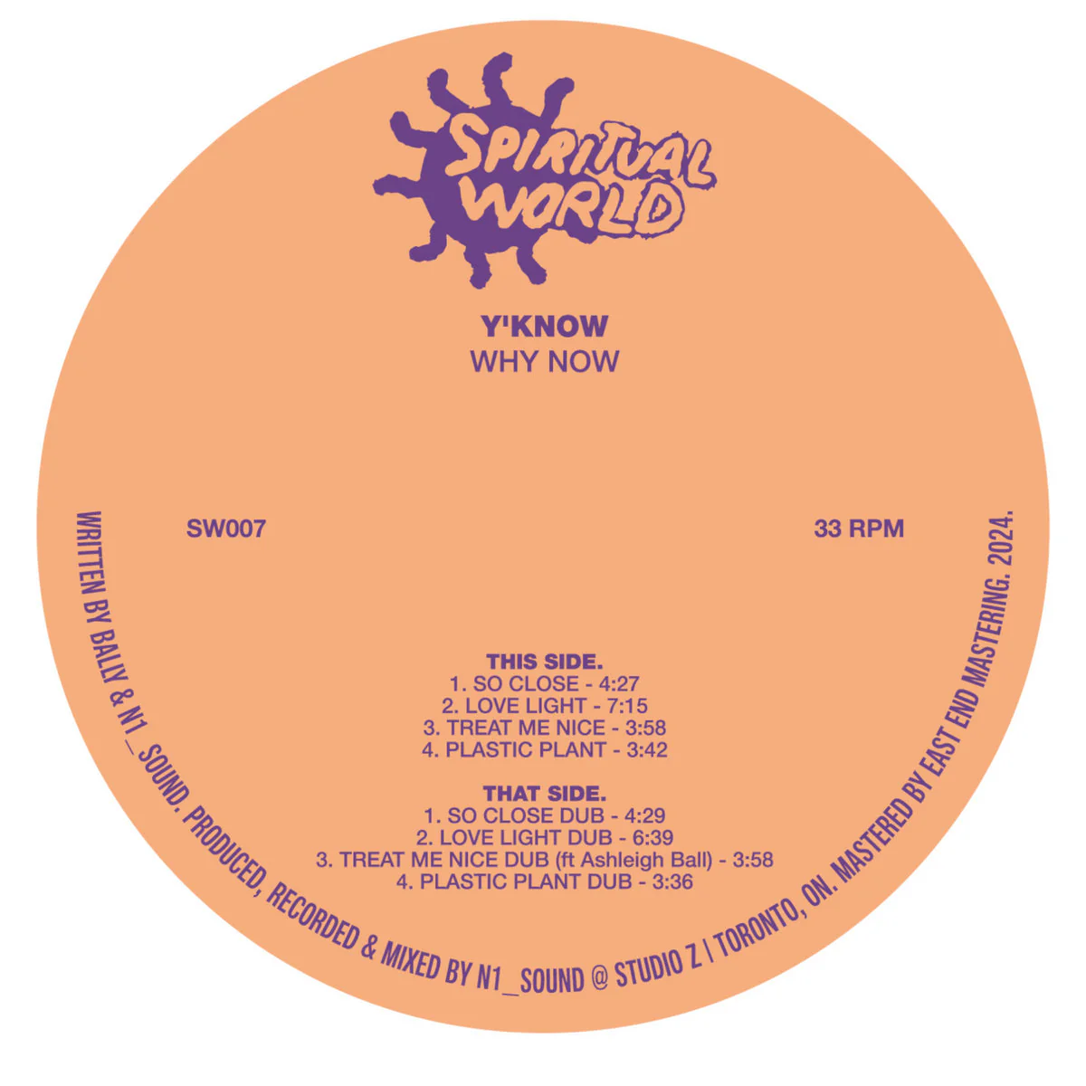 Y'KNOW - Why Now - New LP Record 2024 Spiritual World Canada Vinyl - Electronic / Dub / Synth-Pop / Electro